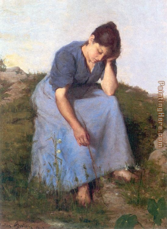 Young Woman in a Field painting - Jules Breton Young Woman in a Field art painting